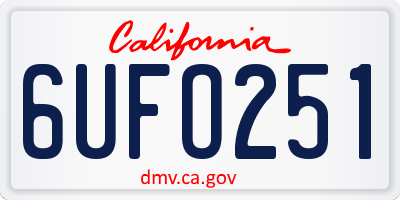 CA license plate 6UFO251
