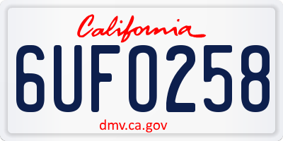 CA license plate 6UFO258