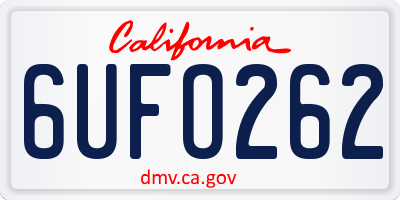 CA license plate 6UFO262
