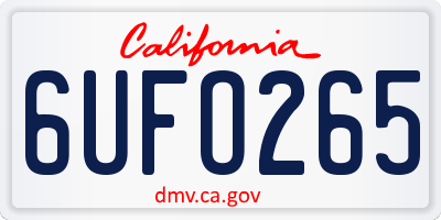 CA license plate 6UFO265
