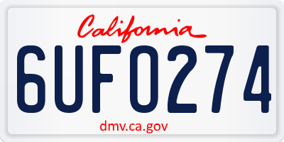 CA license plate 6UFO274