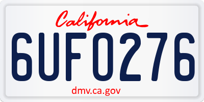 CA license plate 6UFO276