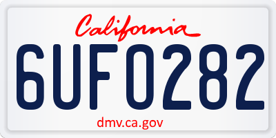CA license plate 6UFO282