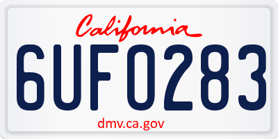 CA license plate 6UFO283