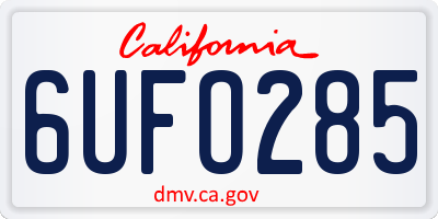 CA license plate 6UFO285