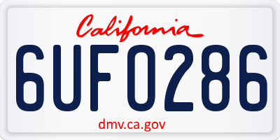 CA license plate 6UFO286
