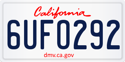 CA license plate 6UFO292