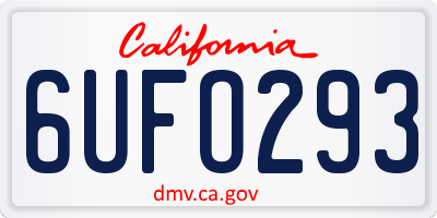 CA license plate 6UFO293