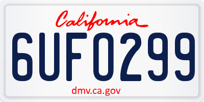 CA license plate 6UFO299