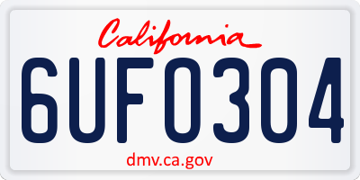 CA license plate 6UFO304