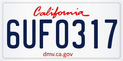 CA license plate 6UFO317