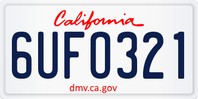 CA license plate 6UFO321