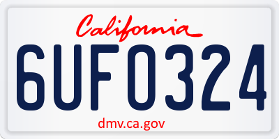 CA license plate 6UFO324