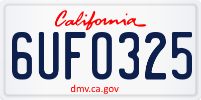 CA license plate 6UFO325