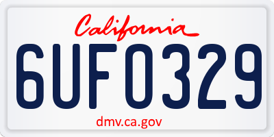 CA license plate 6UFO329