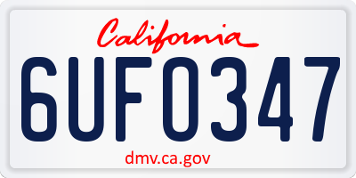 CA license plate 6UFO347