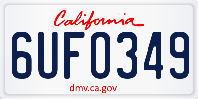 CA license plate 6UFO349