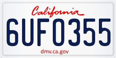 CA license plate 6UFO355