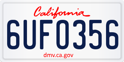 CA license plate 6UFO356