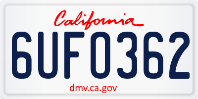 CA license plate 6UFO362