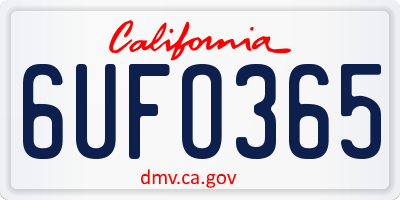 CA license plate 6UFO365