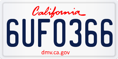 CA license plate 6UFO366