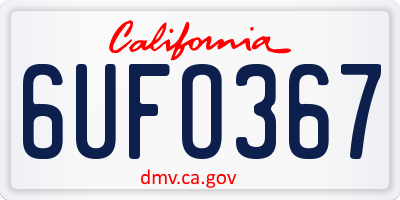 CA license plate 6UFO367