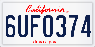 CA license plate 6UFO374