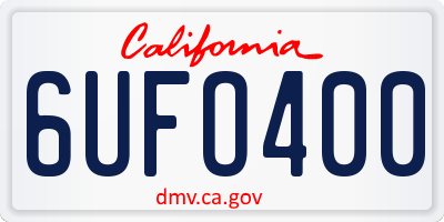 CA license plate 6UFO400