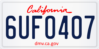 CA license plate 6UFO407