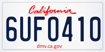 CA license plate 6UFO410