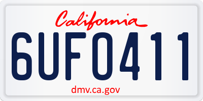 CA license plate 6UFO411