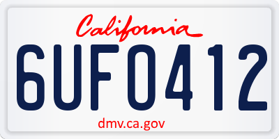 CA license plate 6UFO412