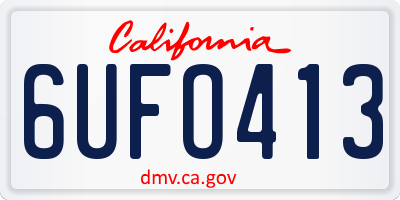 CA license plate 6UFO413