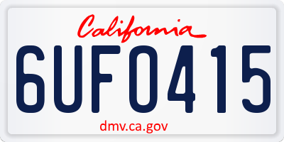 CA license plate 6UFO415