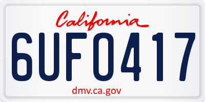 CA license plate 6UFO417