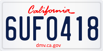 CA license plate 6UFO418