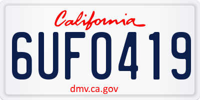 CA license plate 6UFO419