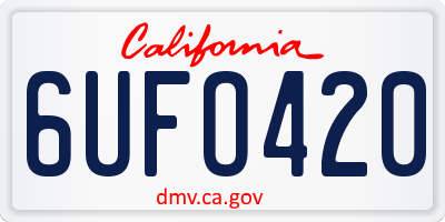 CA license plate 6UFO420