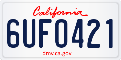 CA license plate 6UFO421
