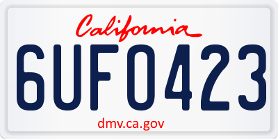 CA license plate 6UFO423