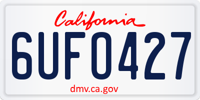 CA license plate 6UFO427