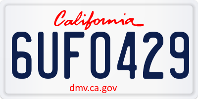 CA license plate 6UFO429