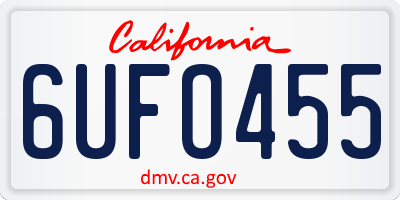 CA license plate 6UFO455