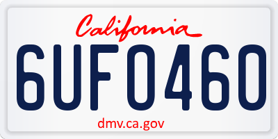 CA license plate 6UFO460