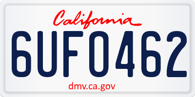 CA license plate 6UFO462