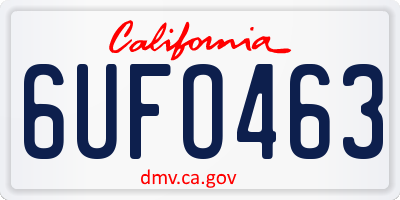 CA license plate 6UFO463