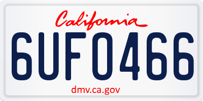 CA license plate 6UFO466