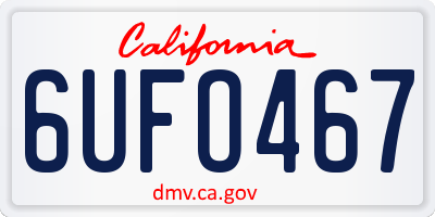 CA license plate 6UFO467