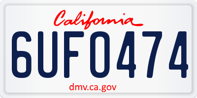 CA license plate 6UFO474